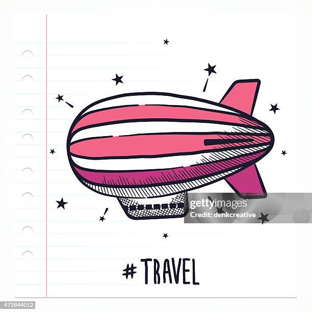 doodle zeppelin icon - air scribbles stock illustrations