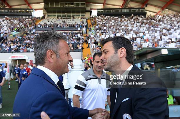 Head coach of UC Samdoria Sinisa Mihajlovic and Head coach of Udinese Andrea Stramaccioni before the Serie A match between Udinese Calcio and UC...