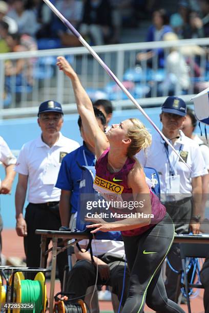 Madara Palameika competes in javelin throw during the Seiko Golden Grand Prix Tokyo 2015 at Todoroki Stadium on May 10, 2015 in Kawasaki, Japan.