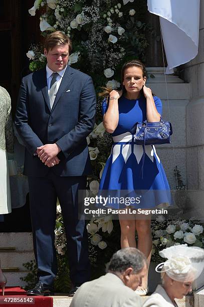 Christophe Le Vine Jr and Princess Stephanie of Monaco attend The Baptism Of The Princely Children at The Monaco Cathedral on May 10, 2015 in Monaco,...