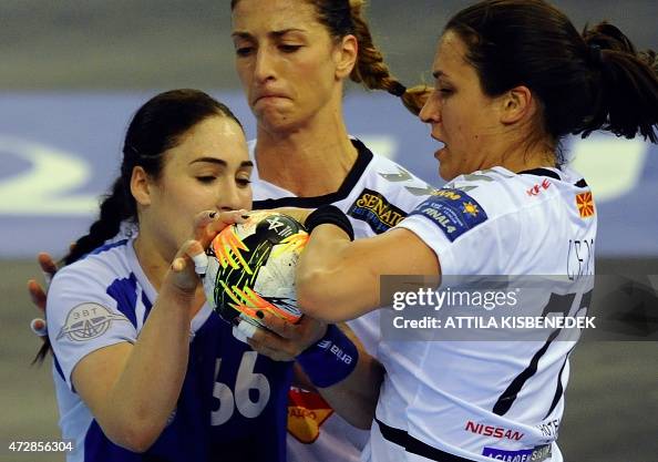 Dinamo-Sinara's Ema Ramusovic fights for the ball with Vardar's ...
