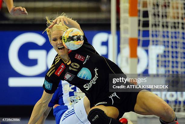 Larvik's Gro Hammerseng-Edin plays the ball during the final match of the EHF Women's Champions League Final Four competition of Norway's Larvik HK...