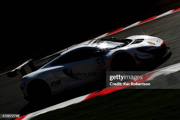 The Attempto Racing McLaren of Kevin Estre and Rob Bell drives in the Main Race during the Blancpain GT Sprint Series event at Brands Hatch on May...