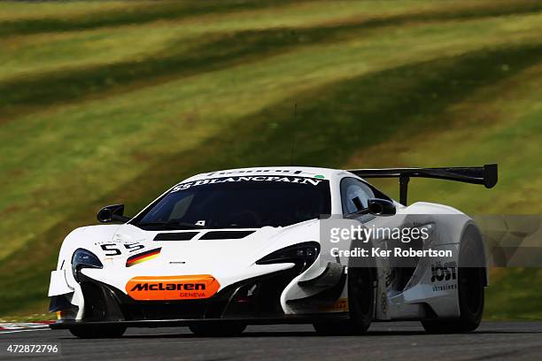The Attempto Racing McLaren of Kevin Estre and Rob Bell drives in the Qualifying Race during the Blancpain GT Sprint Series event at Brands Hatch on...