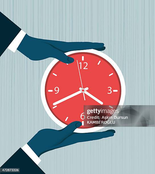 wall clock in hands - holding controller stock illustrations