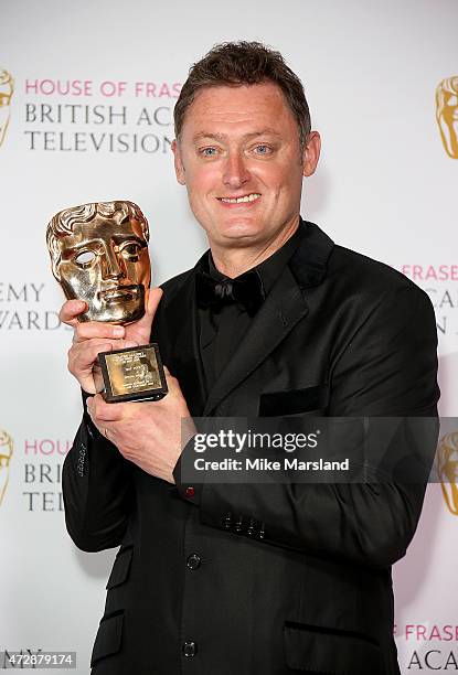 Jeff Pope poses in the winners room with the Special Award at the House of Fraser British Academy Television Awards at Theatre Royal on May 10, 2015...