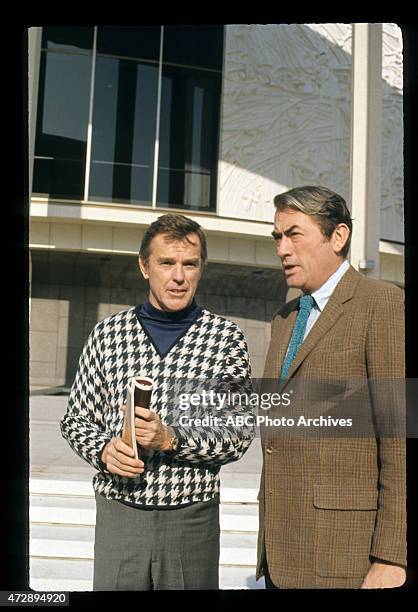 Behind-the-Scenes Coverage - Airdate: April 14, 1969. SHOW PRODUCER / DIRECTOR GOWER CHAMPION AND GREGORY PECK, ACADEMY PRESIDENT AND BEST ORIGINAL...