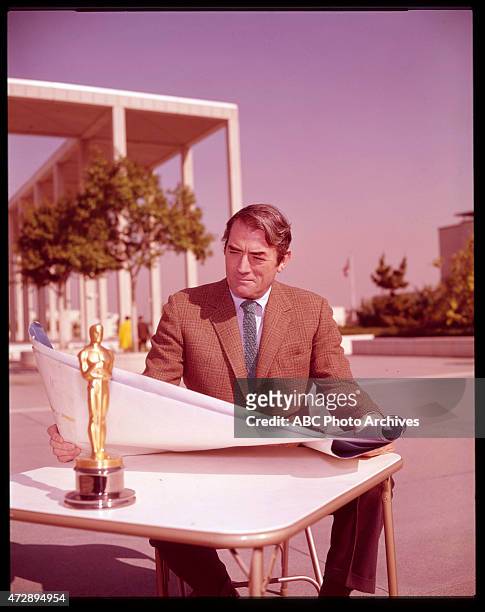 Backstage Coverage - Airdate: April 14, 1969. GREGORY PECK, ACADEMY PRESIDENT AND BEST ORIGINAL SCORE PRESENTER