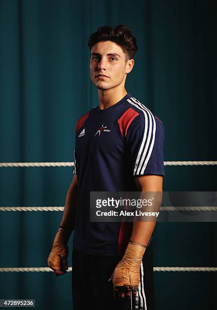 Josh Kelly of the Team GB Boxing Team poses for a portrait after the official team announcement for the Baku Games at the English Institute of Sport...