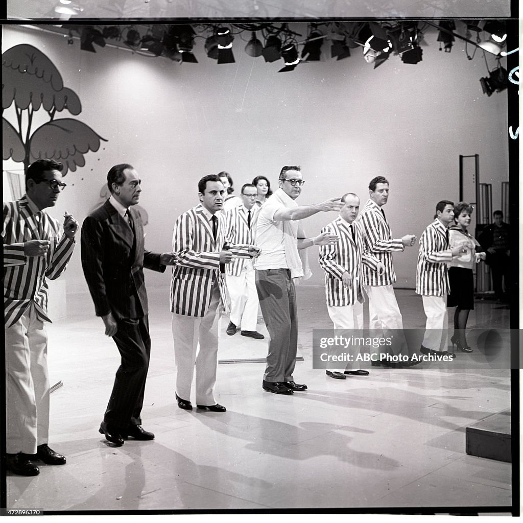 L-R: PAT HARRINGTON, JR.;LOUIS NYE;BILL DANA;BUCK HENRY;STEVE ALLEN;TIM CONWAY;DAVE KETCHUM;DON PENNY;CAROL SLOANE