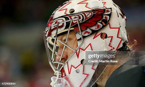 Mike SMith, goaltender of Canada skates against Switzerland during the IIHF World Championship group A match between Switzerland and Canada at o2...