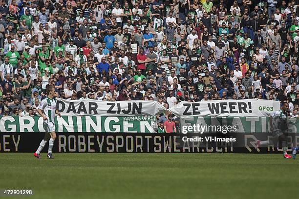 Zwolle, Spandoek during the Dutch Eredivisie match between FC Groningen and PEC Zwolle at Euroborg on May 10, 2015 in Groningen, The Netherlands