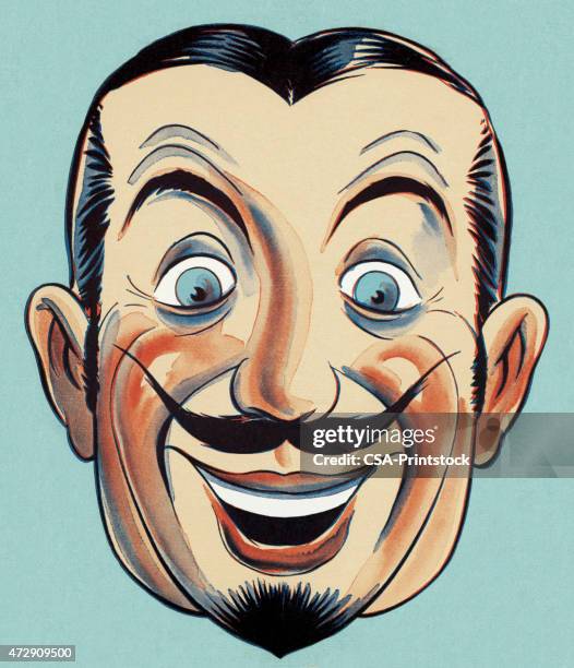 lächelnd schnurrbart mann - ziegenbart stock-grafiken, -clipart, -cartoons und -symbole