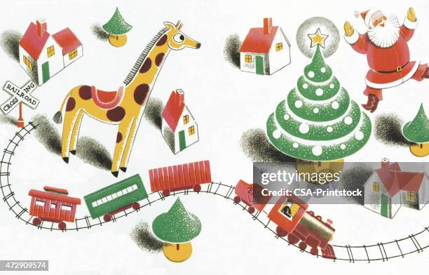 christmas scene - funny giraffe stock illustrations