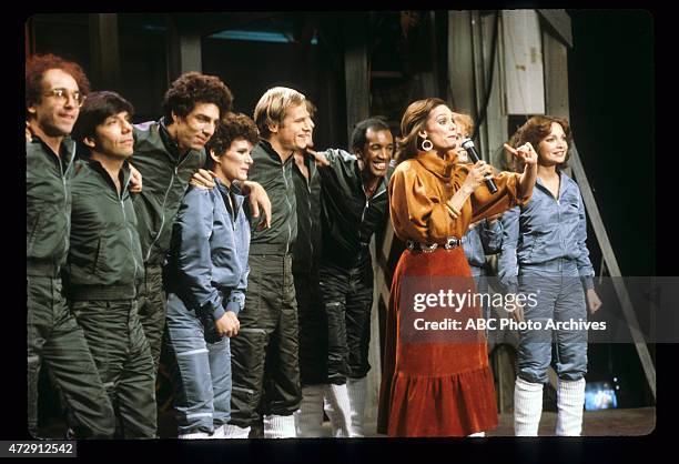 Show Coverage - Shoot Date: January 8, 1982. L-R: LARRY DAVID;BRUCE MAHLER;MICHAEL RICHARDS;MARYEDITH BURRELL;JOHN ROARKE;MARK BLANKFIELD;DARROW...