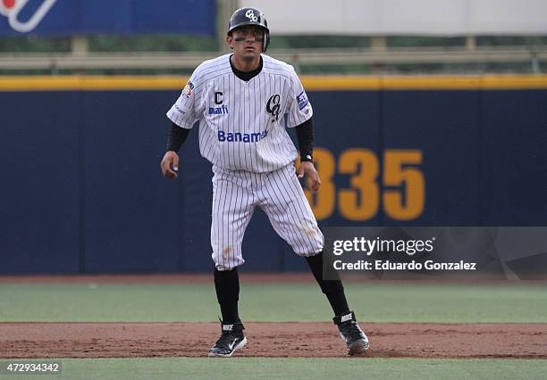 Jaime Brena of Guerreros in action during a match between Pericos de Puebla and Guerreros de Oaxaca as part of Mexican Baseball League 2015 at...