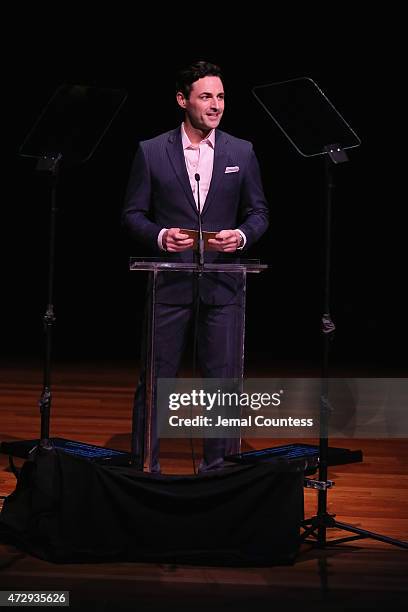 Max von Essen speaks onstage at the 30th Annual Lucille Lortel Awards at NYU Skirball Center on May 10, 2015 in New York City.