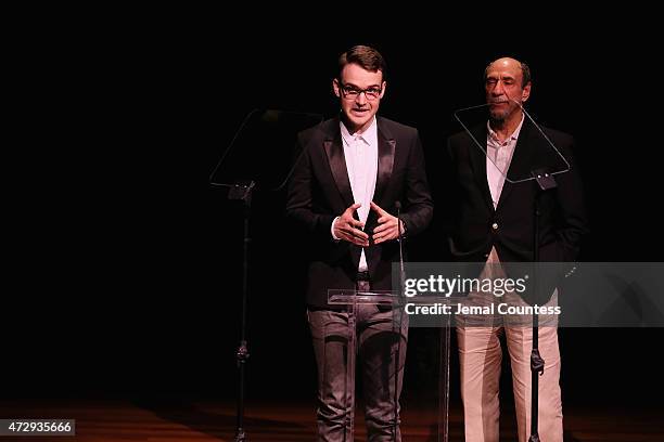 Micah Stock and F. Murray Abraham are seen on stage at the 30th Annual Lucille Lortel Awards at NYU Skirball Center on May 10, 2015 in New York City.