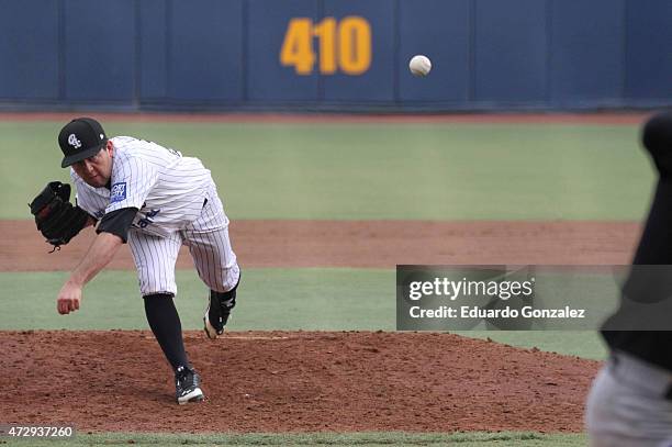 Irwin Delgado delivers a pitch during a match between Pericos de Puebla and Guerreros de Oaxaca as part of Mexican Baseball League 2015 at Eduardo...