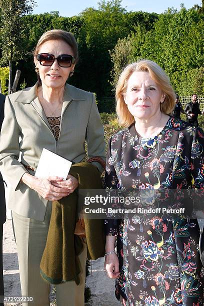 Farah Pahlavi and President of the Versailles Castle, Catherine Pegard attend the Inauguration of the "Bosquet du Theatre d'eau" of the Chateau de...