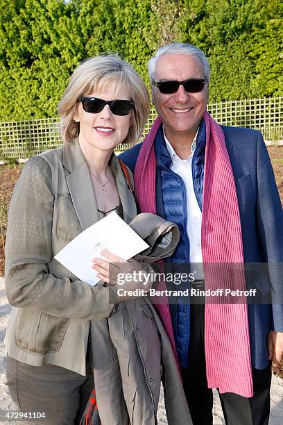 Norbert Balit and his wife Laurence Piquet attend the Inauguration of the "Bosquet du Theatre d'eau" of the Chateau de Versailles on May 10, 2015 in...