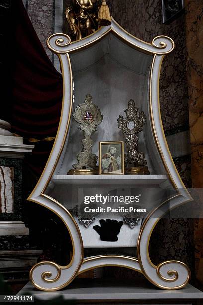 Relics of St. Padre Pio in the Catholic Church of St. Saviour in Laurel.