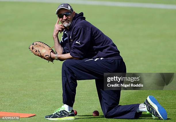 Yorkshire coach Jason Gillespie during day two of the LV County Championship Division One match between Yorkshire and Hampshire at Headingley at...