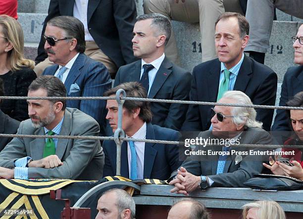 King Felipe VI of Spain, Davila Mihura and Palomo Linares attend San Isidro Bullfighting Fair at Las Ventas Bullring on May 8, 2015 in Madrid, Spain.