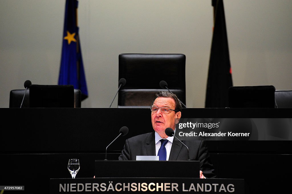 Gerhard Schroeder Attends Celebration Inside State Parliament Of Lower Saxony