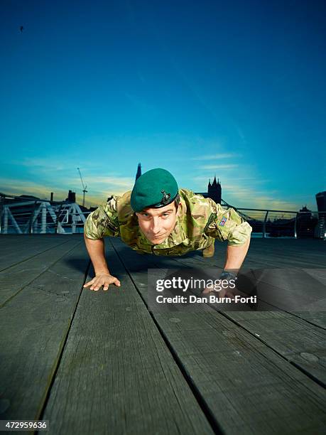 Adventurer, writer and television presenter Bear Grylls is photographed for the Financial Times on March 10, 2015 in London, England.