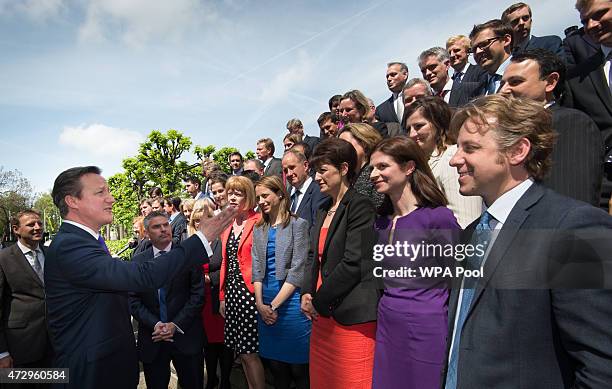 British Prime Minister David Cameron with the newly elected Conservative Party MPs in Palace Yard on May 11, 2015 in London, England. Prime Minister...