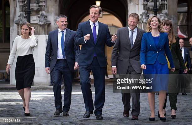 British Prime Minister David Cameron with newly elected Conservative Party MPs Tania Mathias, Craig Tracey, Derek Thomas, Andrea Jenkyns and Kelly...