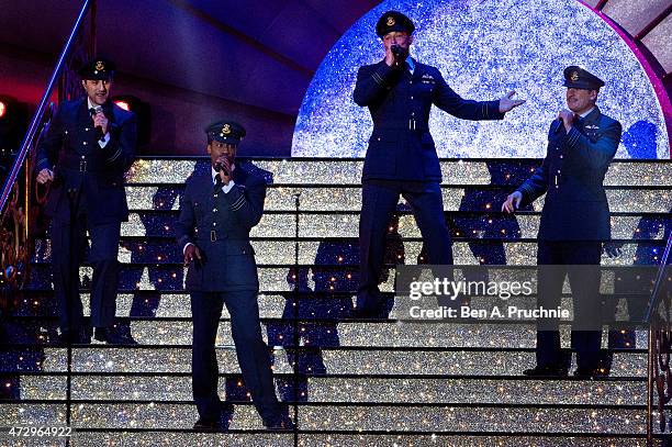 Blue performs during a concert on the 70th anniversary of VE Day at Horse Guards Parade on May 9, 2015 in London, England.