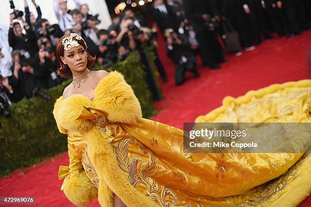 Rihanna attends the "China: Through The Looking Glass" Costume Institute Benefit Gala at the Metropolitan Museum of Art on May 4, 2015 in New York...