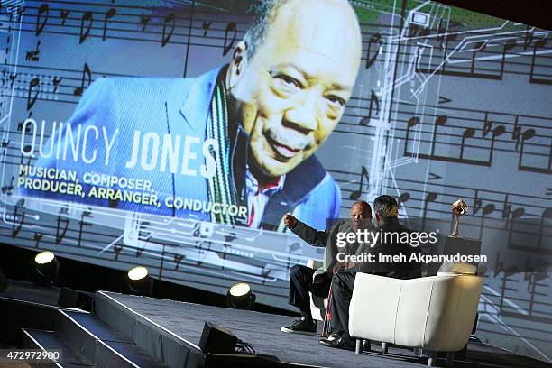 Record producer/musician Quincy Jones and Leonard Armato speak at the 2015 PTTOW! Annual Summit at Terrenea Resort on May 7, 2015 in Rancho Palos...