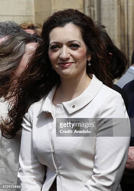 Scottish National Party member of parliament, Tasmina Ahmed-Sheikh poses during a photocall with other newly-elected SNP MPs outside the Houses of...