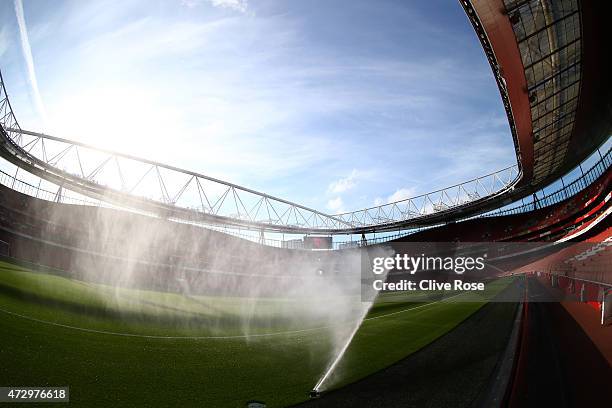 General view of the stadium prior to the Barclays Premier League match between Arsenal and Swansea City at Emirates Stadium on May 11, 2015 in...