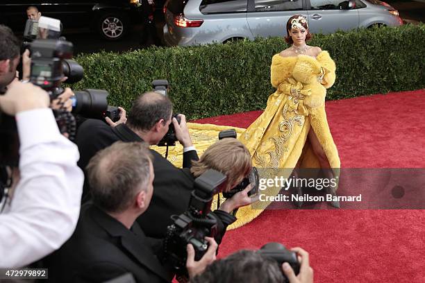 Rihanna attends the "China: Through The Looking Glass" Costume Institute Benefit Gala at the Metropolitan Museum of Art on May 4, 2015 in New York...