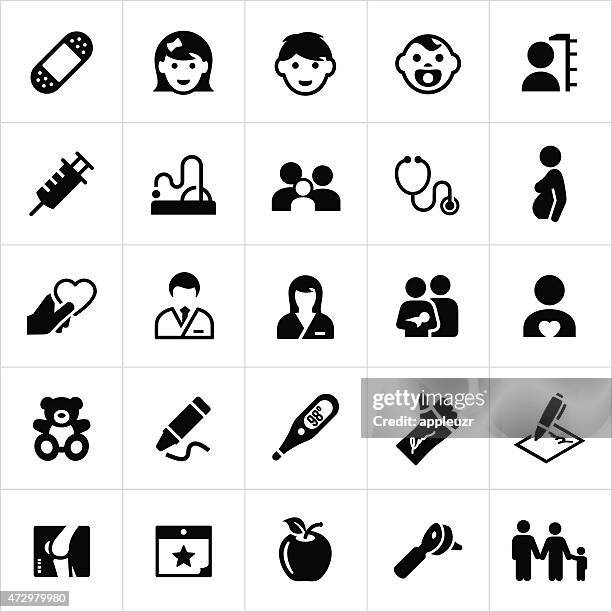 pediatric medicine icons - cast stock illustrations