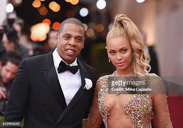 Jay Z and Beyonce attend the "China: Through The Looking Glass" Costume Institute Benefit Gala at the Metropolitan Museum of Art on May 4, 2015 in...