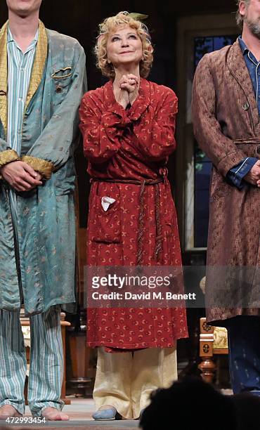 Cast member Felicity Kendal bows at the curtain call during the press night performance of "Hay Fever" at the Duke Of Yorks Theatre on May 11, 2015...