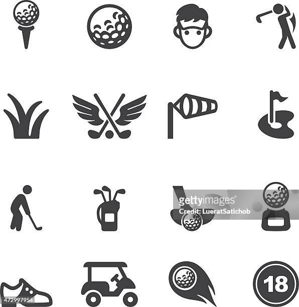 ilustraciones, imágenes clip art, dibujos animados e iconos de stock de golf silueta de iconos/eps10 - bolsa de golf