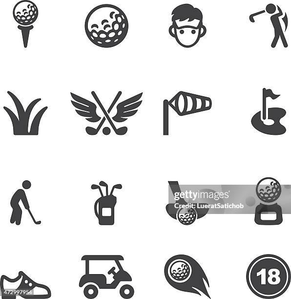 golf silhouette icons | eps10 - teeing off stock illustrations