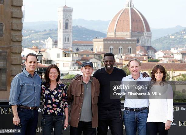 Actor Tom Hanks, actress Sidse Babett Knudsen, director Ron Howard, actor Omar Sy, writer Dan Brown and actress Felicity Jones attend 'Inferno'...