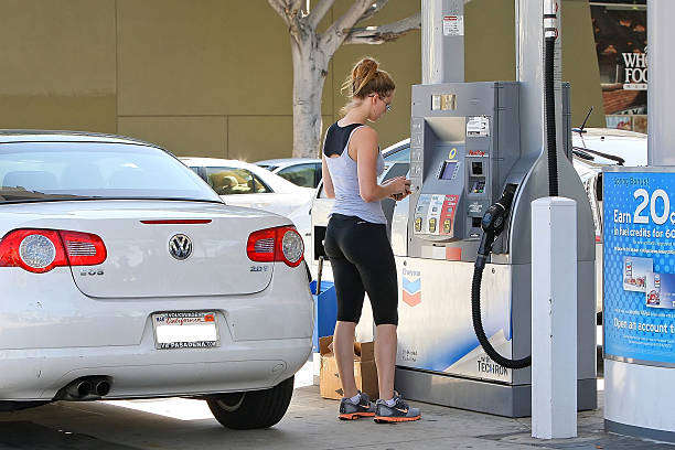Jennifer Lawrence is seen at a gas station on August 14, 2012 in Los Angeles, California.