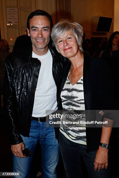 Actor Anthony Delon and Journalist Annie Lemoine attend the 'Open Space' : Theater Play at Theatre de Paris on May 11, 2015 in Paris, France.