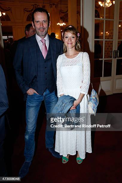 Actor Christian Vadim and his wife Julia attend the 'Open Space' : Theater Play at Theatre de Paris on May 11, 2015 in Paris, France.