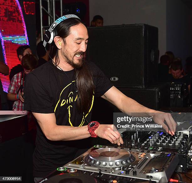 Steve Aoki Performs during Steve Aoki Hosts at The Red Room on April 24, 2015 in Atlanta, Georgia.