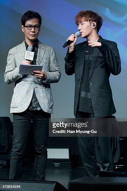 Kim Sung-Kyu aka Sung Kyu of South Korean Boy Band Infinite talks to media during the press showcase for his 2nd Mini Album '27' on on May 11, 2015...