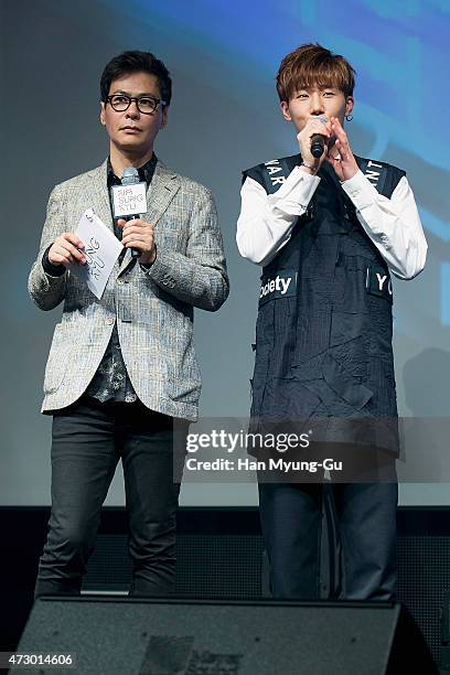 Kim Sung-Kyu aka Sung Kyu of South Korean Boy Band Infinite talks to media during the press showcase for his 2nd Mini Album '27' on on May 11, 2015...